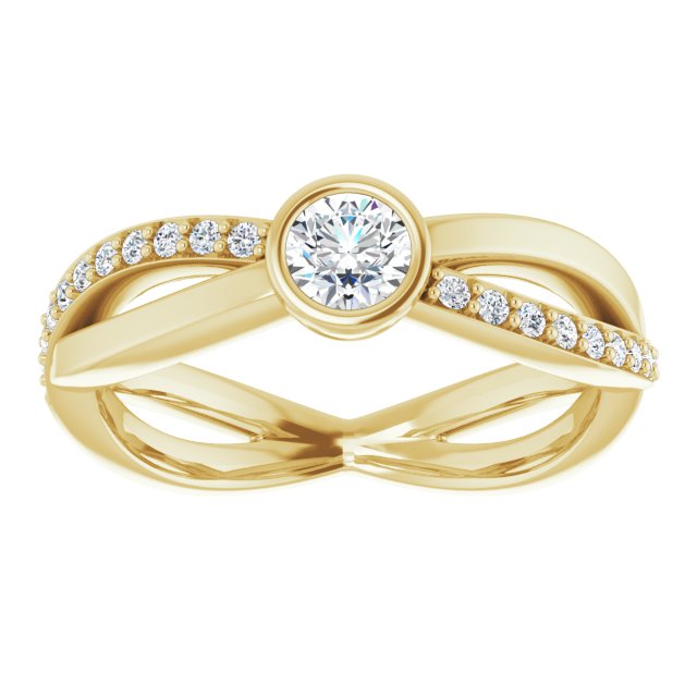 14K Yellow Gold Round 4.1 Mm Polished 3/8 Ctw Natural Diamond Criss-Cross Ring, Size 7