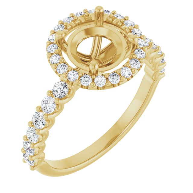 14K White Or Yellow Gold Round 7.4 Mm Polished 1/2 Ctw Lab-Grown Diamond Semi-Set Engagement Ring, Size 7