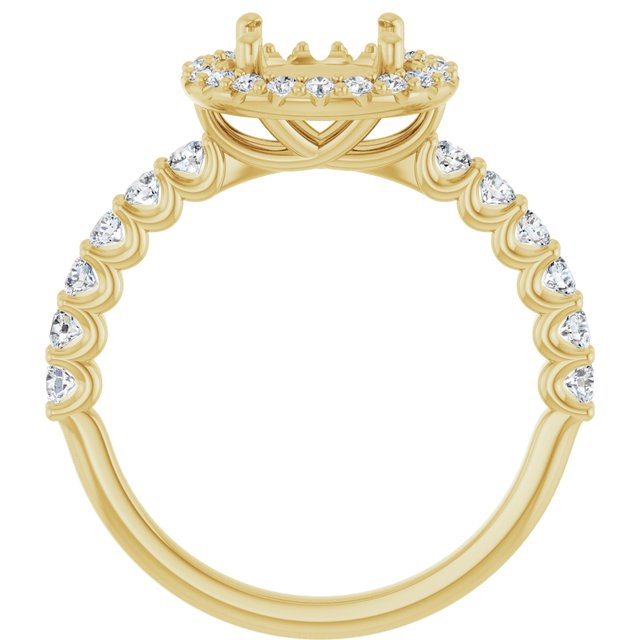 14K White Or Yellow Gold Round 7.4 Mm Polished 1/2 Ctw Lab-Grown Diamond Semi-Set Engagement Ring, Size 7