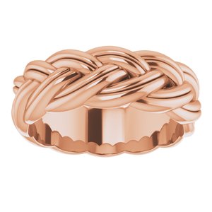 14K Rose Gold 6 Mm Polished Woven Design Band Size 5.5