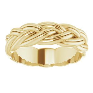14K Yellow Gold 6 Mm Polished Woven Design Band Size 9.5