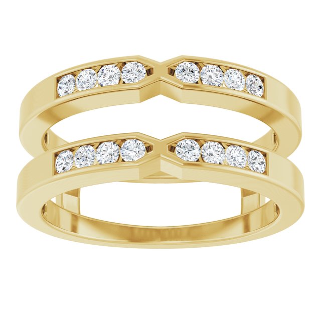 14K Yellow Gold Round 1.5 Mm Polished 1/4 Ctw Natural Diamond Ring Guard, Size 7