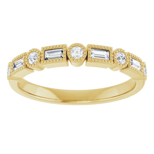 14K Yellow Gold Straight Baguette 2.75 X 1.25 Mm Polished 1/4 Ctw Natural Diamond Anniversary Band, Size 7