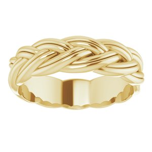 14K Yellow Gold 6 Mm Polished Woven Design Band Size 10.5
