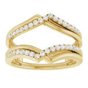 14K Yellow Gold Round H+ Si 1/4 Ctw Natural Diamond Ring Guard Size 7