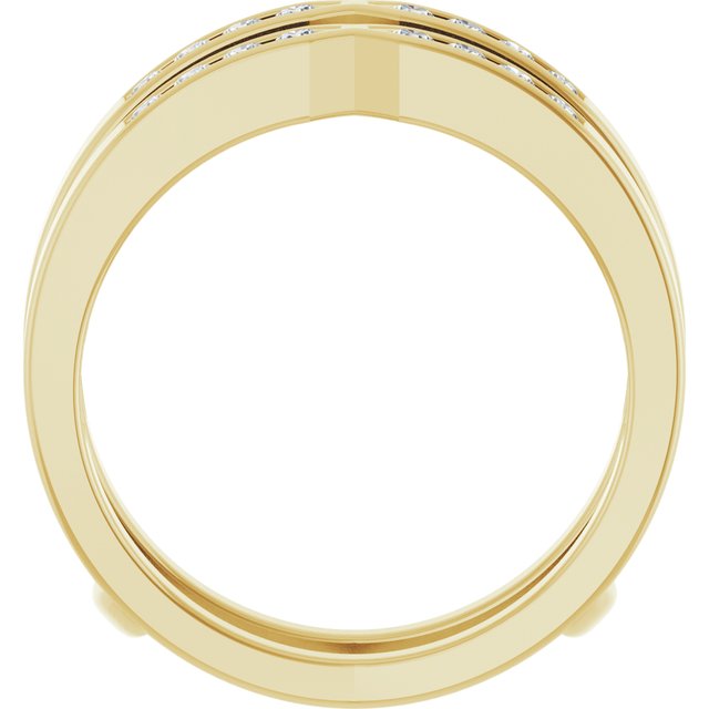 14K Yellow Gold Round 1.5 Mm Polished 1/4 Ctw Natural Diamond Ring Guard, Size 7