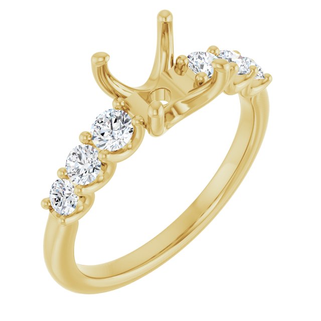 14K Yellow Or White Gold Polished 1/2 Ctw Lab-Grown Diamond Semi-Set Engagement Ring, Size 7