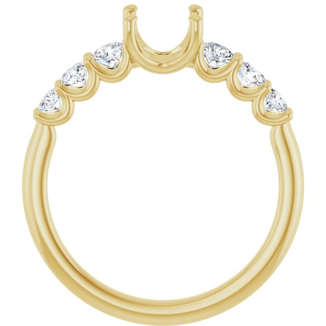 14K Yellow Or White Gold Polished 1/2 Ctw Lab-Grown Diamond Semi-Set Engagement Ring, Size 7