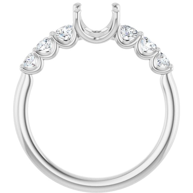 14K Yellow Or White Gold Polished 1/2 Ctw Lab-Grown Diamond Semi-Set Engagement Ring, Size 7