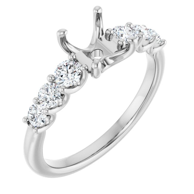 14K Yellow Or White Gold Polished 1/2 Ctw Lab-Grown Diamond Semi-Set Engagement Ring, Size 7
