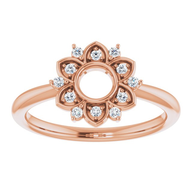 14K Rose Gold Round 1.3 Mm Polished 1/10 Ctw Natural Diamond Ring, Size 7