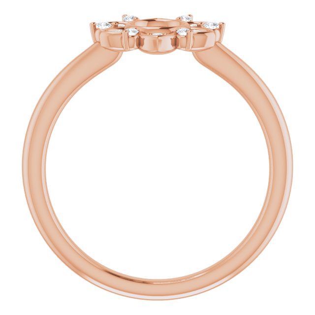 14K Rose Gold Round 1.3 Mm Polished 1/10 Ctw Natural Diamond Ring, Size 7