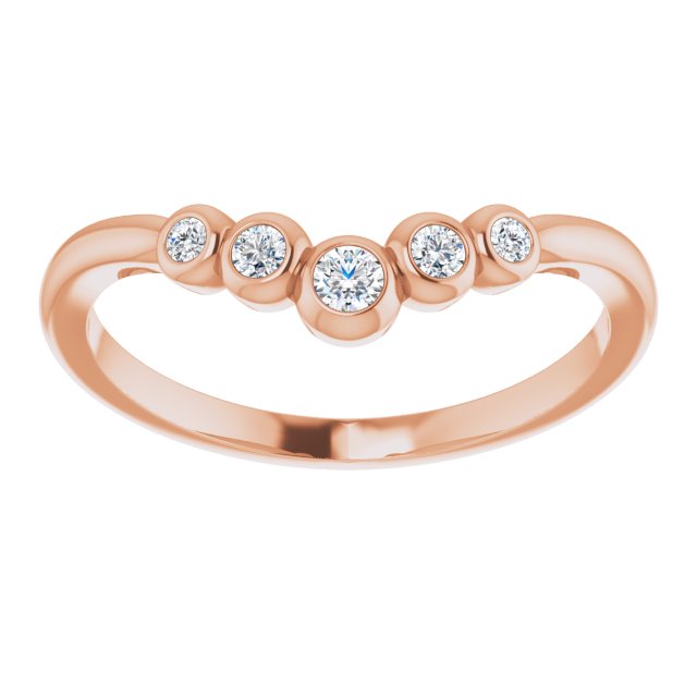 14K Rose Gold Round 2.2 Mm Polished 1/10 Ctw Natural Diamond Graduated V Ring, Size 7
