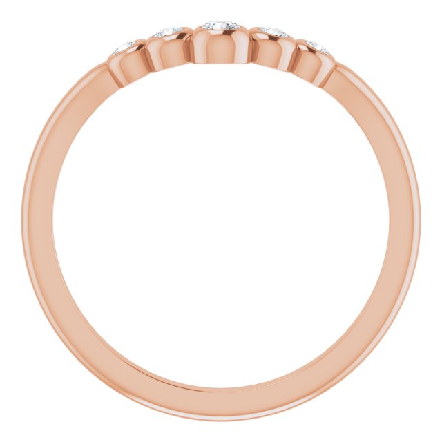 14K Rose Gold Round 2.2 Mm Polished 1/10 Ctw Natural Diamond Graduated V Ring, Size 7