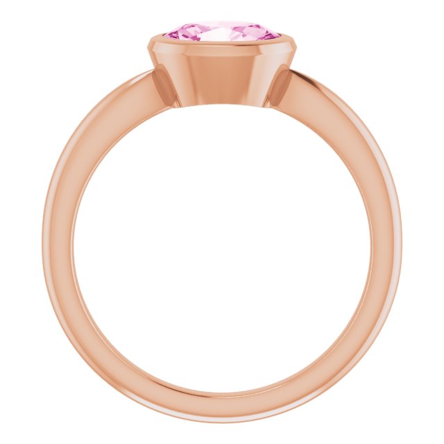 14K Yellow Or Rose Gold Oval 7 X 5 Mm Polished Lab-Grown Pink Sapphire Ring, Size 7