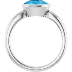 14K White Gold Natural Swiss Blue Topaz Oval 8 X 6 Mm Polished Natural Swiss Blue Topaz Ring Size 7
