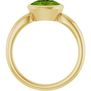 14K Yellow Gold Natural Peridot Oval 8 X 6 Mm Polished Natural Peridot Ring Size 7