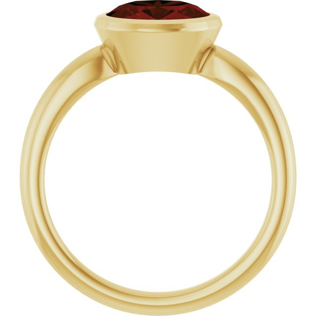 14K Yellow Gold Oval 8 X 6 Mm Polished Natural Mozambique Garnet Ring, Size 7
