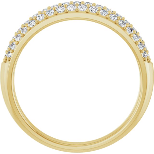 14K Yellow Gold Round Si2-Si3, G-H Polished 1/2 Ctw Natural Diamond Anniversary Band, Size 7