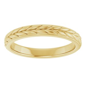 14K Yellow Gold Leaf Design Band Size 7