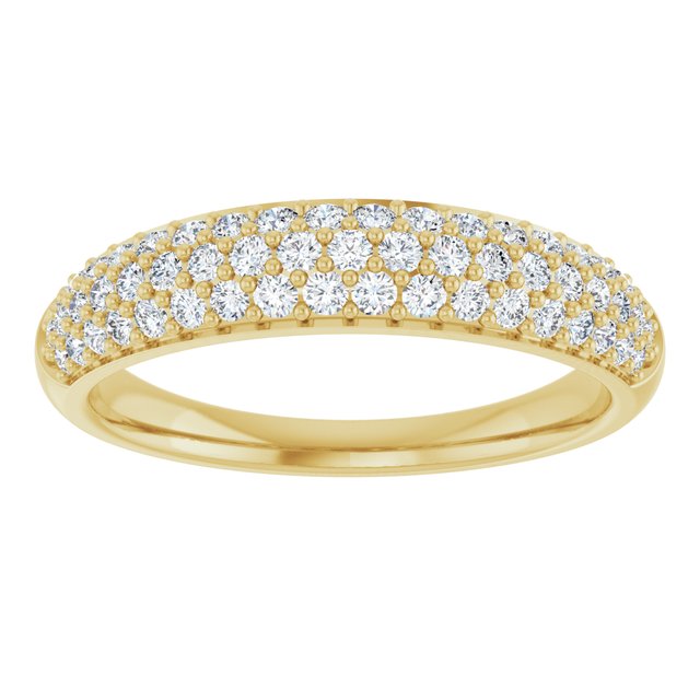 14K Yellow Gold Round Si2-Si3, G-H Polished 1/2 Ctw Natural Diamond Anniversary Band, Size 7