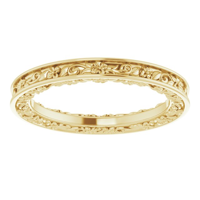 14K Yellow Gold Gold Polished Floral Standard-Fit Band, Size 7