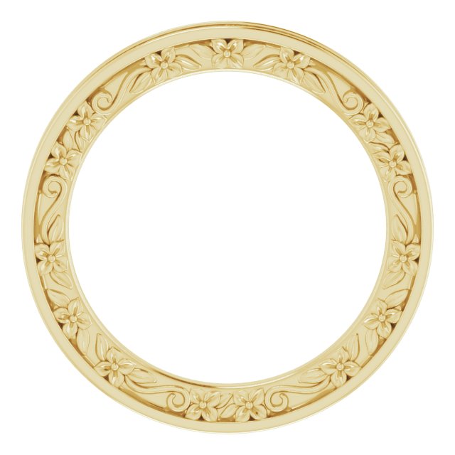 14K Yellow Gold Gold Polished Floral Standard-Fit Band, Size 7