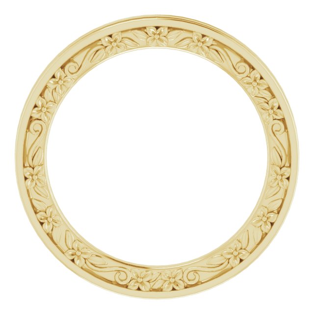 14K Yellow Gold Gold Polished Floral Standard-Fit Band, Size 7.5