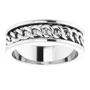 14K White Gold Link Design Band Size 7
