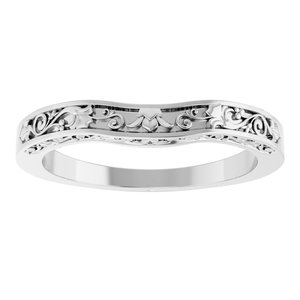 14K White Gold Polished Floral Matching Band Size 7