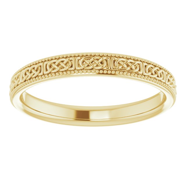 14K Yellow Gold Or Sterling Silver 3 Mm Polished Milgrain Celtic-Inspired Standard-Fit Band, Size 8