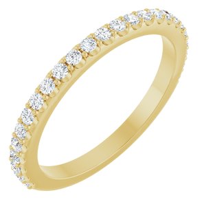 14K Yellow Gold Round 1.5 Mm 1/3 Ctw Natural Diamond Matching Band Size 7