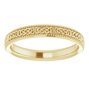 14K Yellow Gold 3 Mm Polished Celtic-Inspired Milgrain Band Size 5