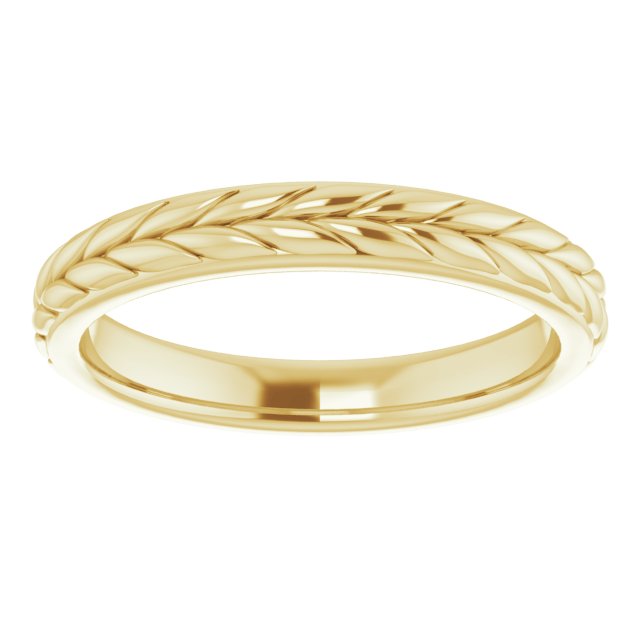14K Yellow Gold Gold Polished Wheat Pattern Standard-Fit Band, Size 6.5