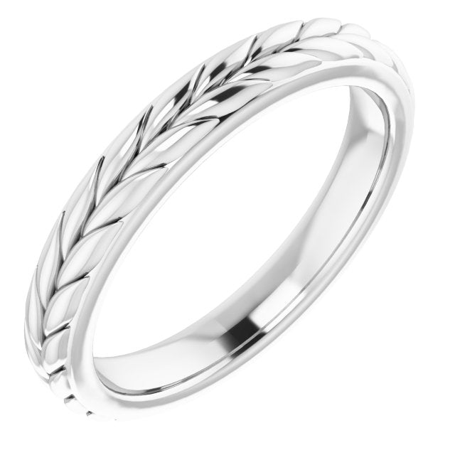 14K White Or Yellow Gold Polished Wheat Pattern Standard-Fit Band, Size 5