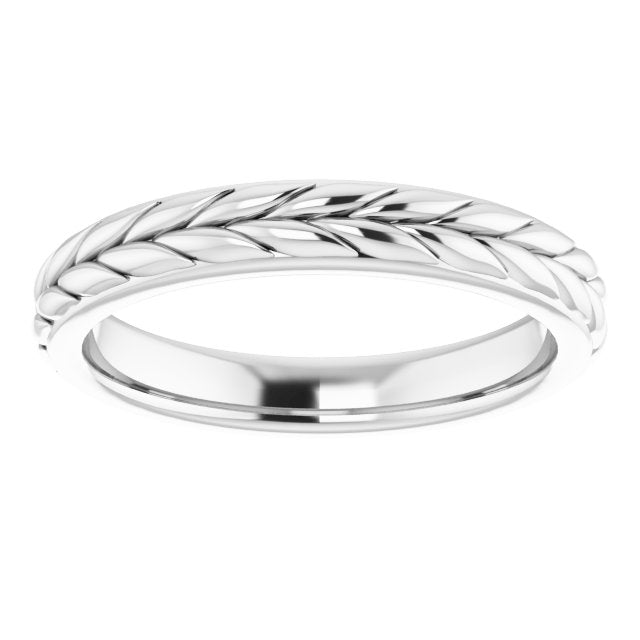 14K White Or Yellow Gold Polished Wheat Pattern Standard-Fit Band, Size 5