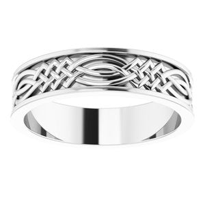 14K White Gold Celtic-Inspired Band Size 11.5