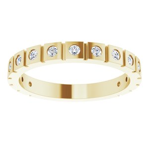 14K Yellow Gold Round 1.7 Mm 1/3 Ctw Natural Diamond Geometric Anniversary Band Size 7