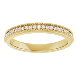 14K Yellow Gold Round 1.5 Mm Polished 1/5 Ctw Lab-Grown Diamond Anniversary Band Size 7