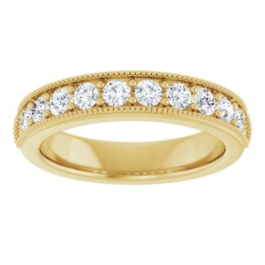 14K Yellow Gold Round 2.5 Mm Polished 5/8 Ctw Lab-Grown Diamond Anniversary Band Size 7