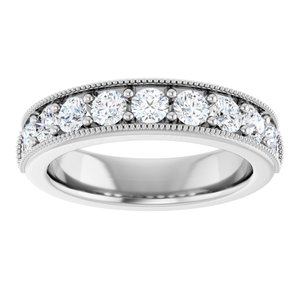 14K White Gold Round 3 Mm Polished 3/4 Ctw Lab-Grown Diamond Anniversary Band Size 7