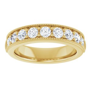 14K Yellow Gold Round 3 Mm Polished 3/4 Ctw Lab-Grown Diamond Anniversary Band Size 7