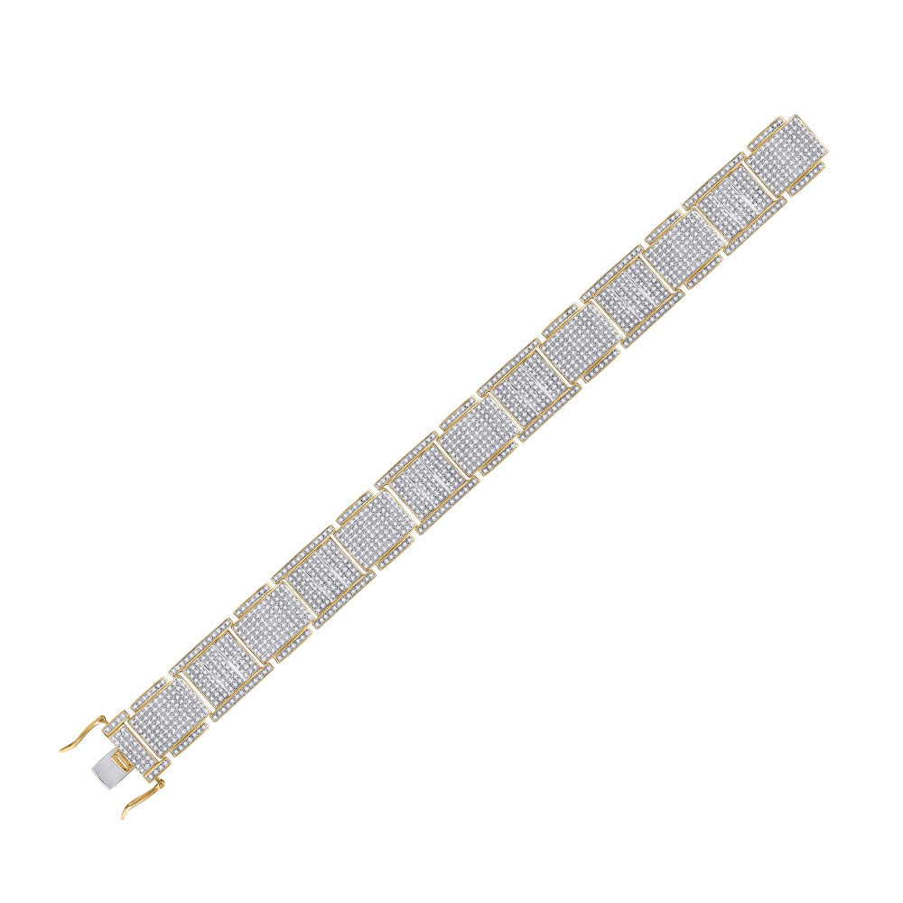 10K Yellow Gold Mens Round Diamond Link Bracelet 4-1/2 Cttw