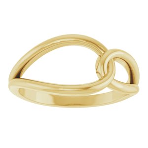 14K Yellow Gold Polished Interlocking Circle Ring Size 7