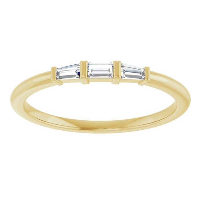 14K Yellow Or Rose Gold Straight Baguette 3 X 1.75 Mm Polished 1/6 Ctw Natural Diamond Stackable Ring, Size 7