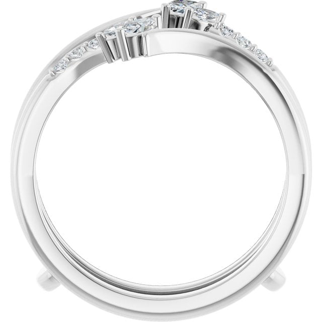 14K White Or Rose Gold Polished 1/4 Ctw Natural Diamond Ring Guard, Size 7