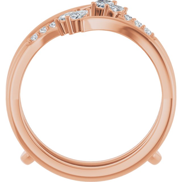 14K White Or Rose Gold Polished 1/4 Ctw Natural Diamond Ring Guard, Size 7