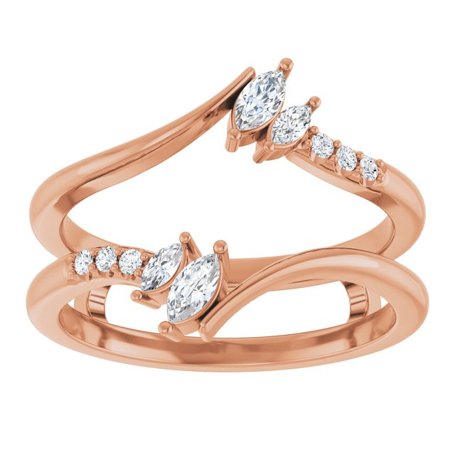 14K White Or Rose Gold Polished 1/4 Ctw Natural Diamond Ring Guard, Size 7