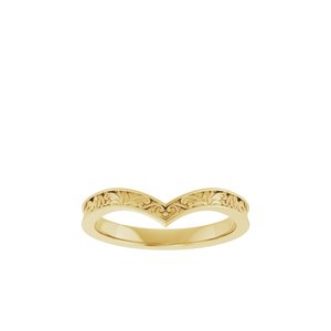 14K Yellow Gold Polished Vintage-Inspired V Ring Size 7
