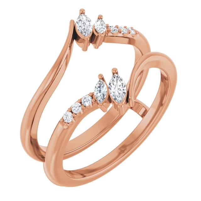 14K White Or Rose Gold Polished 1/4 Ctw Natural Diamond Ring Guard, Size 7